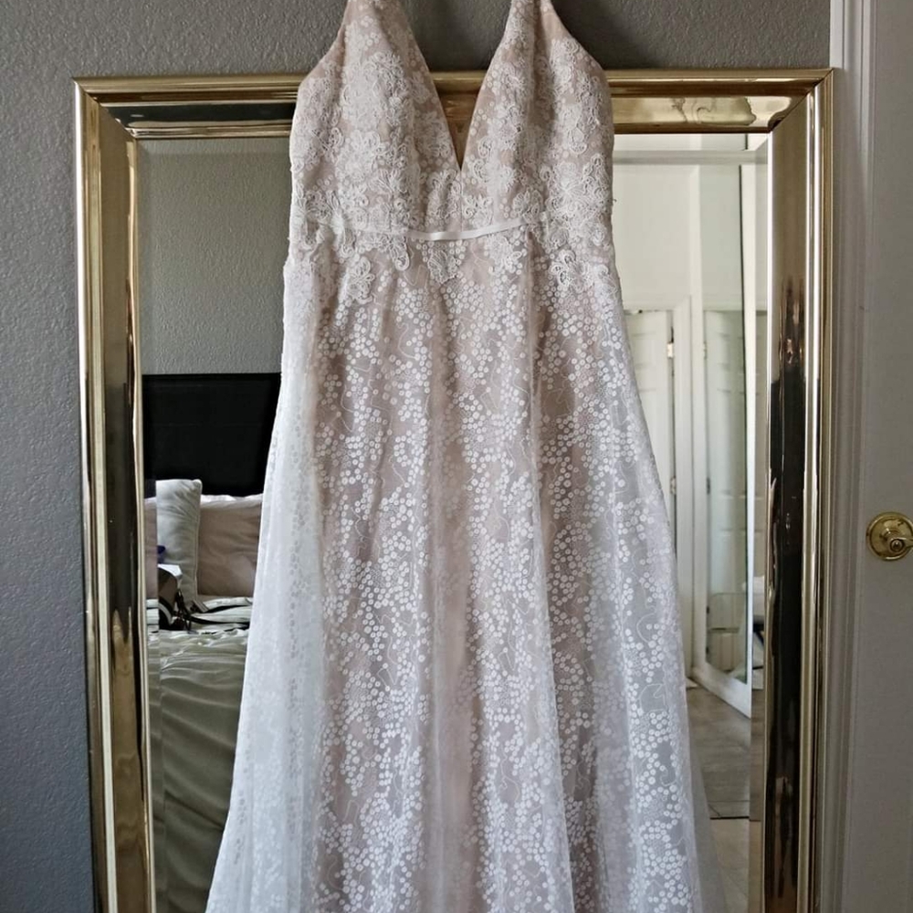 Galina David's Bridal V-Neck Lace Dress